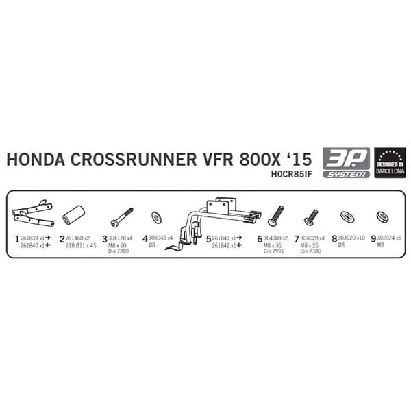 Shad 3p Honda Vfr800x Crossrunner Side Sager Montering Honda Vfr800x Crossrunner Sort