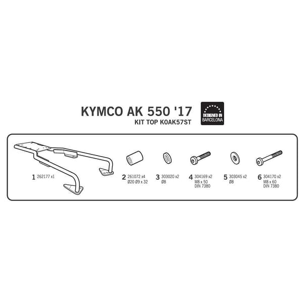 Shad Kymco Ak Takakiinnitys Top Master 550 Musta