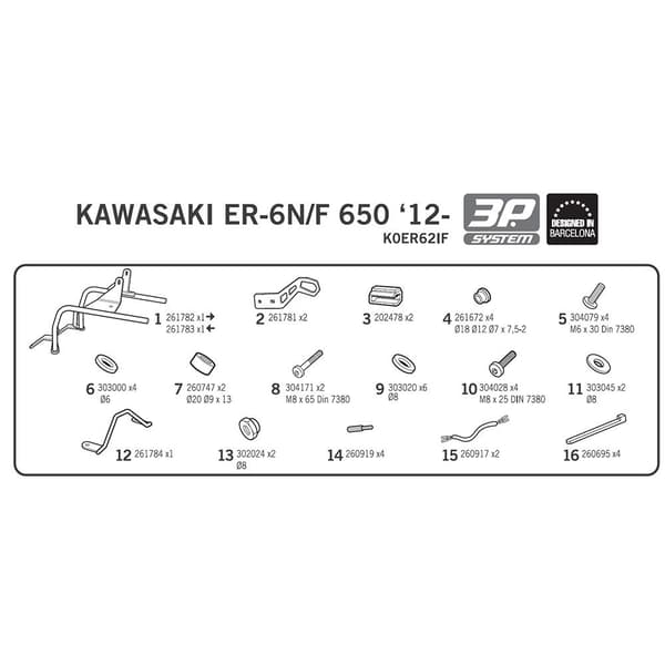 Shad 3p Kawasaki Er6 N-f Sivu Tapaukset Asennus Kawasaki Er6 N-f Musta