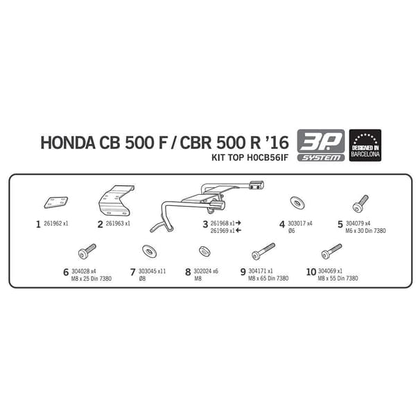 Shad 3p Honda Cb500f/cbr500r Side Sager Montering Honda Cb500f/cbr500r Sort