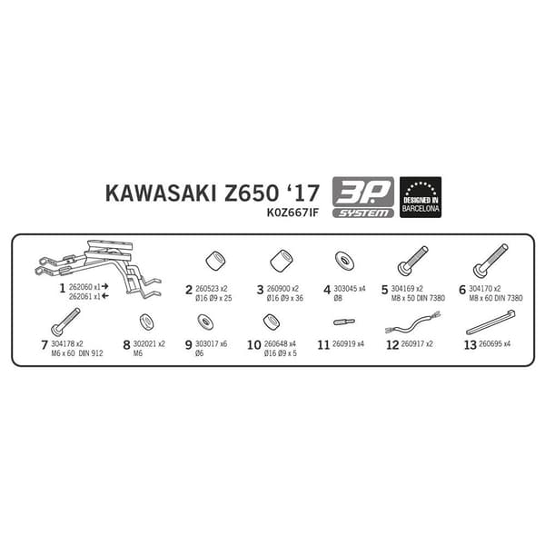 Shad 3p Kawasaki Z650/ninja 650 Sivu Tapaukset Asennus Kawasaki Z650/ninja 650 Musta