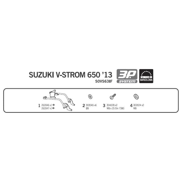 Shad 3p Suzuki V-strom 650 Sivu Tapaukset Asennus Suzuki V-strom 650 Musta