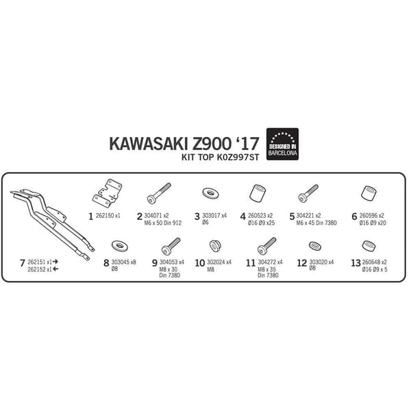 Shad Takakiinnitys Kawasaki Z Top Master 900 Musta