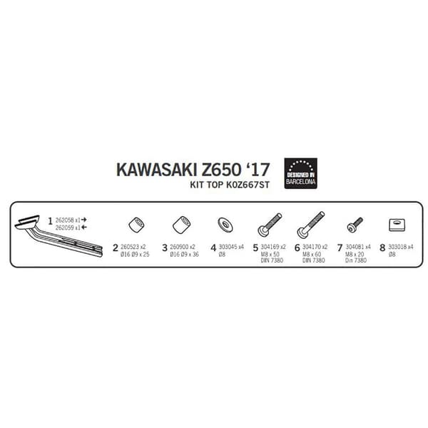 Shad Top Master Takakiinnitys Kawasaki Z650/ninja 650 Musta