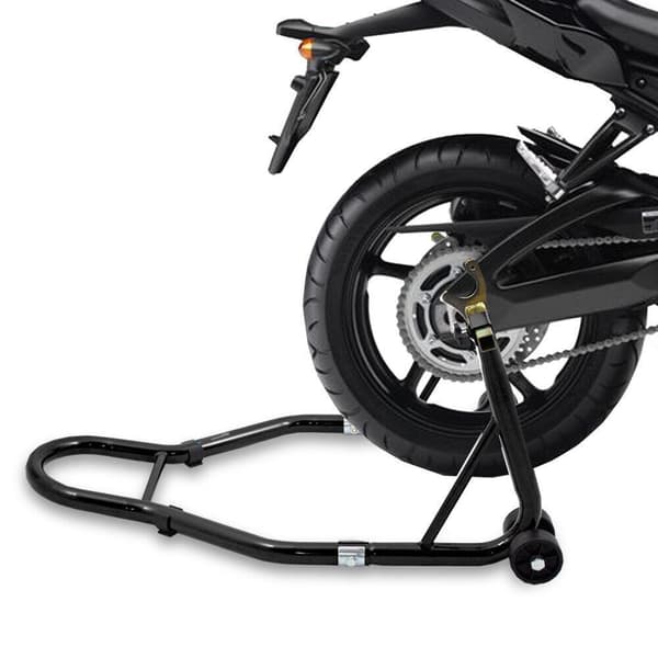 Motorcykelstativ, sort, holder, 250 kg, baghjul, 21-31 cm, motorcykeldonkraft