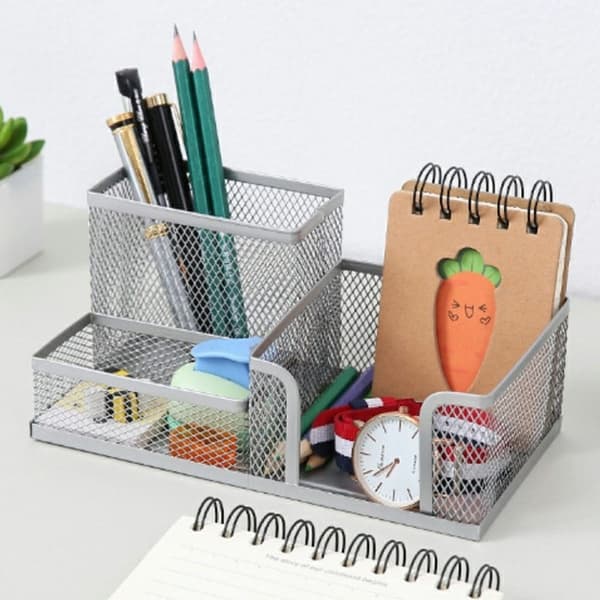 3 rum Metal Skrivebord Organizer Pen Holder Organizer Opbevaringsskuffe