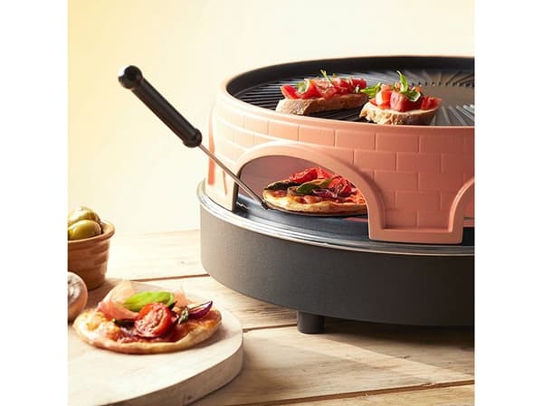Emerio PO-113255.4 - Pizzaovn/grill/raclette - 1,8 kW - terracotta oransje