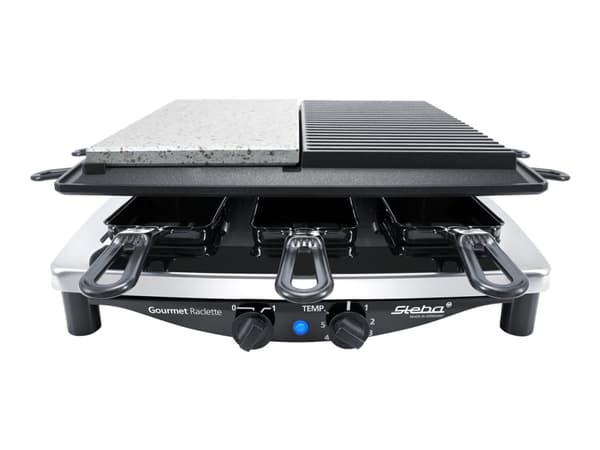 Steba RC 4 plus deluxe - Raclette/grill/hetstein - 1.5 kW - rustfritt stål / svart