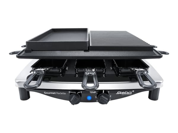 Steba RC 4 plus deluxe - Raclette/grill/hetstein - 1.5 kW - rustfritt stål / svart