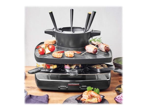Gastroback Raclette Fondue Set Family And Friends 8 henkilö(t) 1200 W Musta