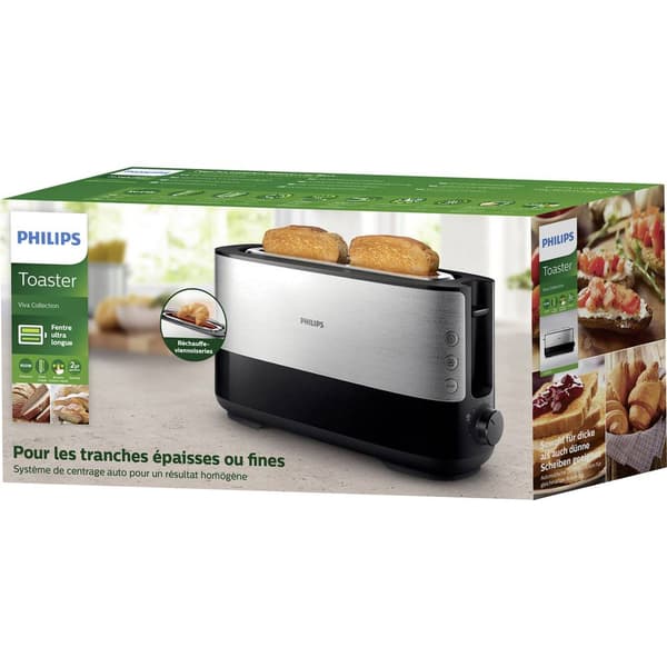 Philips Home HD2692/90 Viva Brödrost långt fack Rostfritt stål, Svart