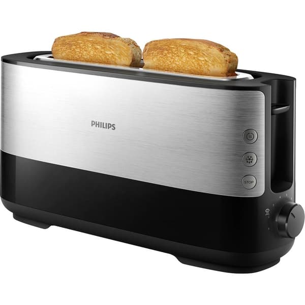 Philips Home HD2692/90 Viva Brödrost långt fack Rostfritt stål, Svart