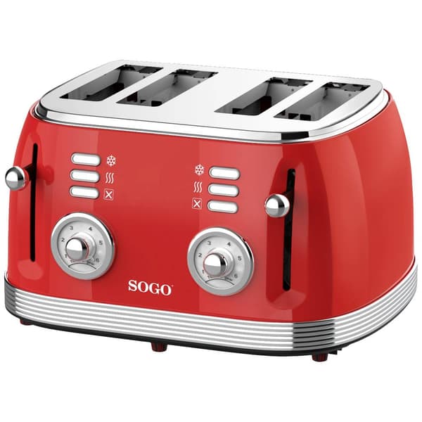 SOGO Human Technology 4-skivors brödrost Kontrolljus, Brödrostfunktion Röd (metallic)
