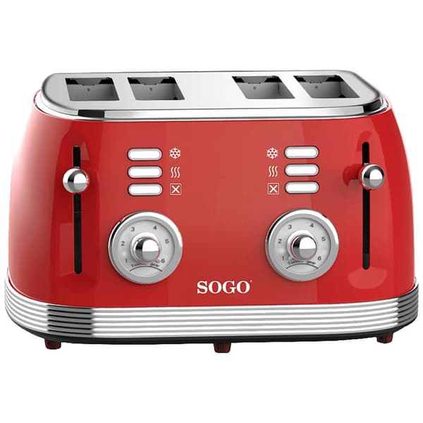 SOGO Human Technology 4-skivors brödrost Kontrolljus, Brödrostfunktion Röd (metallic)