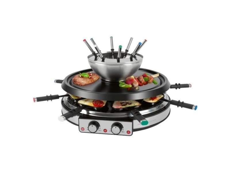 ProfiCook 2in1 Raclette Grill & Fondue Set PC RG/FD 1245 (svart/silver)