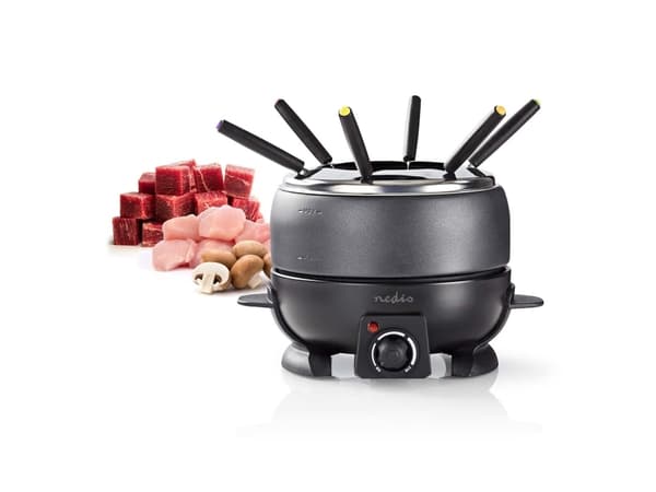 Nedis FCFO110EBK6, 2,3 l, Svart, 6 personer, Rund, Metall, 230 mm
