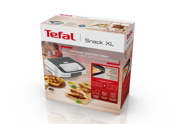 Tefal Snack XL SW7011 sandwichmaskine 850 W Hvid, Rustfrit stål
