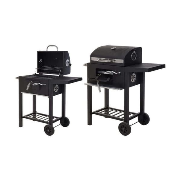 Grill med låg og hjul 48,5 x 36 x 96 cm Sort - Praktisk og stilfuld kulgrill til nem brug derhjemme eller på turen.