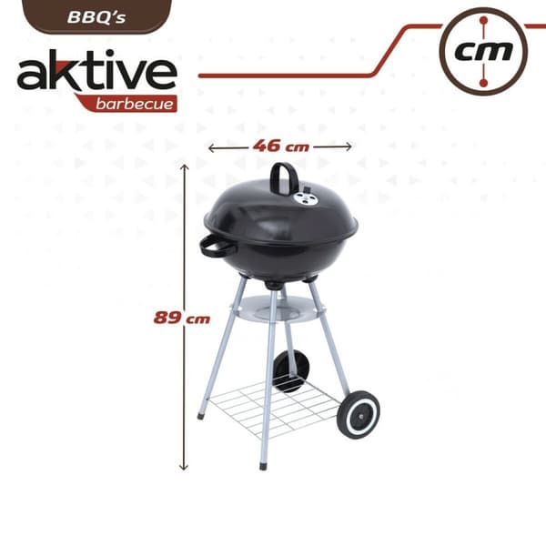 Grill med hjul - Aktiv Emaljeret Metal, 46 x 89 x 46 cm, Sort - Praktisk og bærbar grill til haven.