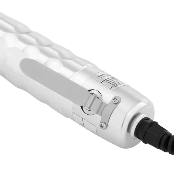 Elektrisk kebabkniv för kött, slät, tandad, med skärp och stativ, 0-6 mm, 80 W