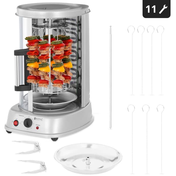 MINI brödrost grill för kebab, gyros, grönsaker, vertikal, 3in1, 1500W Royal Catering RCGV-1400