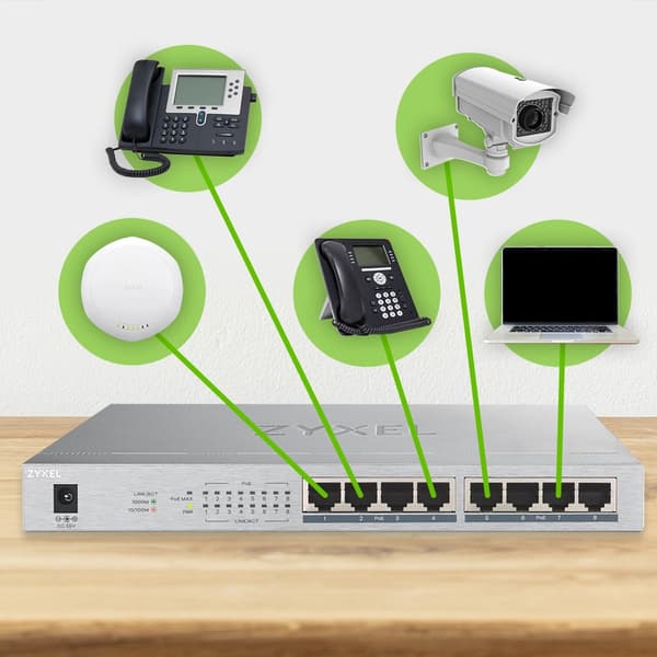 Zyxel GS1008HP Unmanaged Gigabit Ethernet (10/100/1000) Power over Ethernet (PoE) Grå