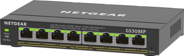 NETGEAR 8-ports Gigabit Ethernet PoE+ Plus Switch (GS308EP) Managed L2/L3 Gigabit Ethernet (10/100/1000) Power over Ethernet (PoE) Sort