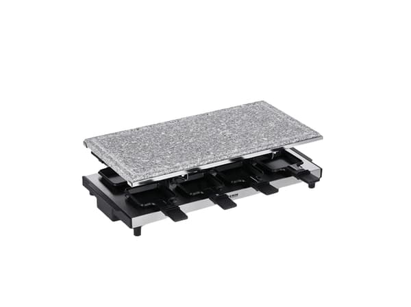 Severin Raclette-Grill Naturstein RG2374, 8 person(er), Plast, Rustfritt stål, Stein, Sort, Rustfritt stål, Rektangulær, Stein, 485 x 240 mm
