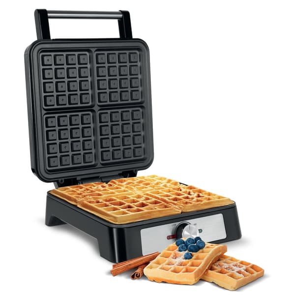 TEESA vaffelmaskine, 4 vafler, 1600W, rustfrit stål, effektregulering