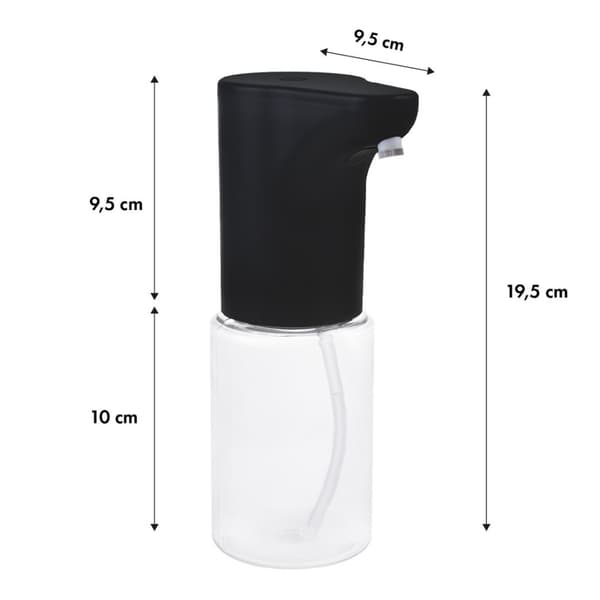 Promedix automatisk dispenser, dispenserbehållare för flytande tvål, desinficerande vätskor, 300ml, 4xAA, svart, PR-540 B