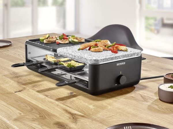 Severin Raclette luonnonkivellä ja keraamisella grillipinnalla varustettuna