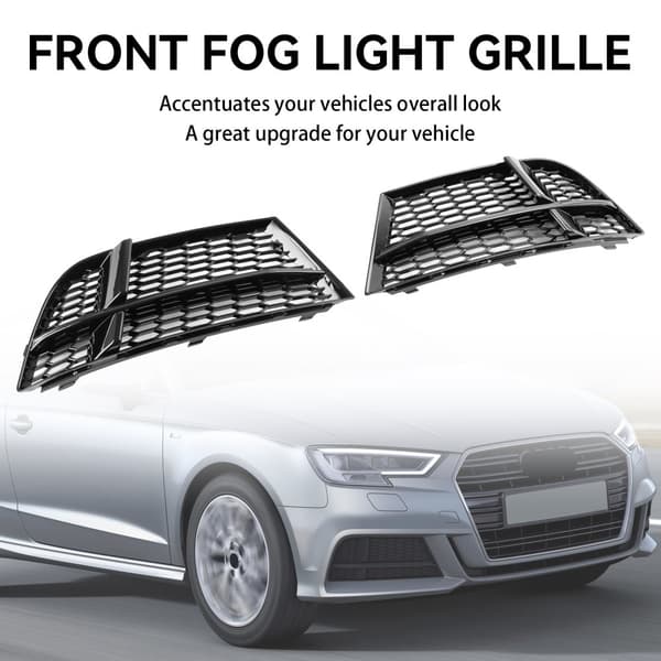 Front Fog Light Gitter til AUDI A3 S-LINE, Holdbar Plastkonstruktion, Direkte Erstatning, To-delt Sæt