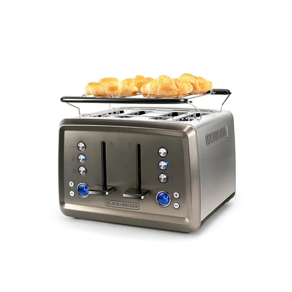 Black+Decker brødrister for 4 skiver 1960W - børstet stål