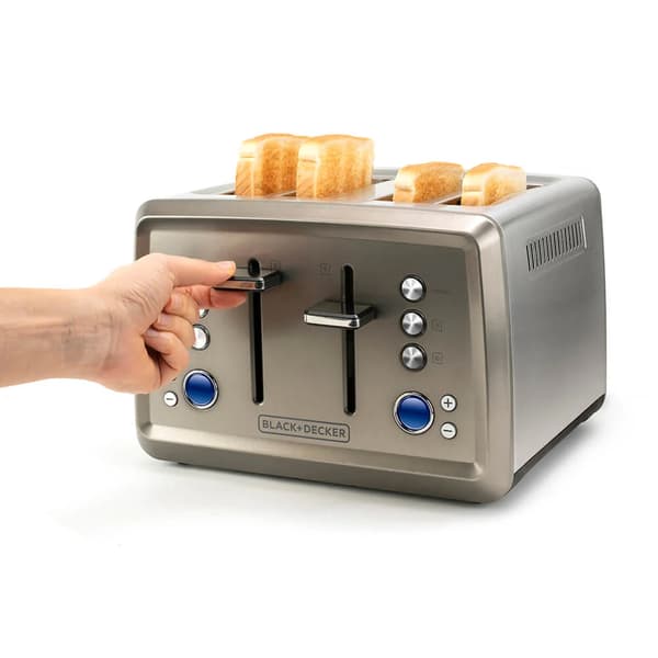 Black+Decker brødrister for 4 skiver 1960W - børstet stål