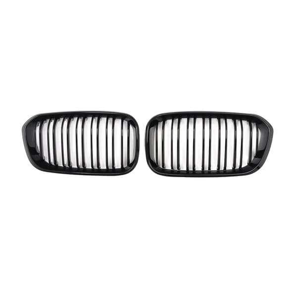 Dobbelt Lameller Racing Gitter, Skinnende Sort Finish, Direkte Erstatningsmontering,Glansende Sort