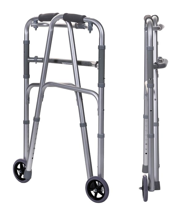 Trifunktionell rullator för rehabilitering i aluminium