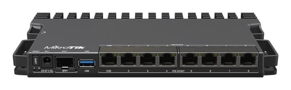 Mikrotik RB5009UG+S+IN reititin Ethernet-portteja yhteensä:9; Arkkitehtuuri: ARM 64bit; CPU:n ydin: 4