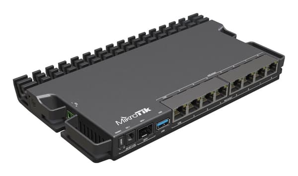 Mikrotik RB5009UG+S+IN reititin Ethernet-portteja yhteensä:9; Arkkitehtuuri: ARM 64bit; CPU:n ydin: 4