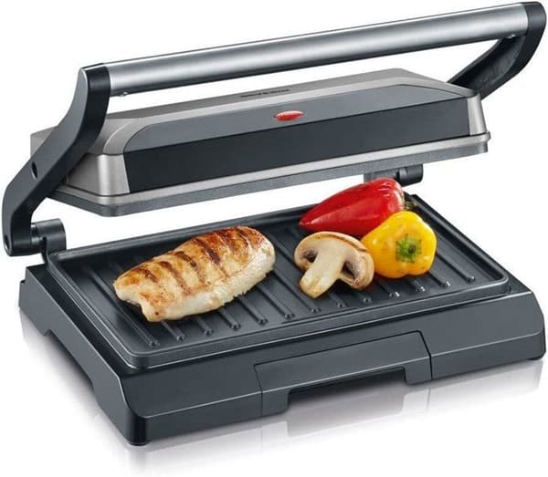 SEVERIN KG2394 Kompakt multifunktionel grill: kød - panini - grøntsager - non-stick plader 23x14 -5 cm - fedtopsamlingsbakke