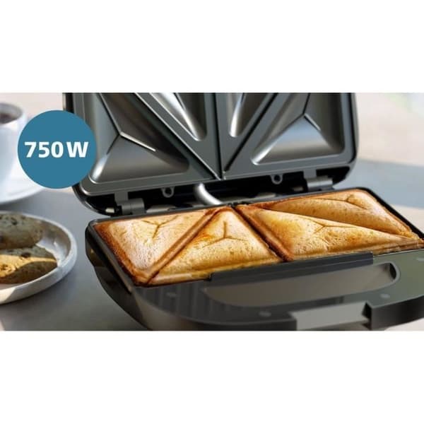 Sandwichmaskine - PHILIPS - HD2331/90 - 750 W - Trekantede plader - Sort
