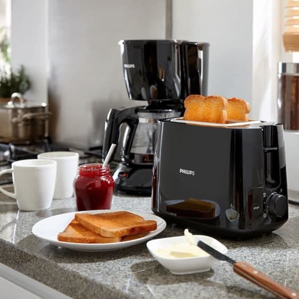 Brødrister - PHILIPS - HD2581/90 - 2 brede riller - Sort