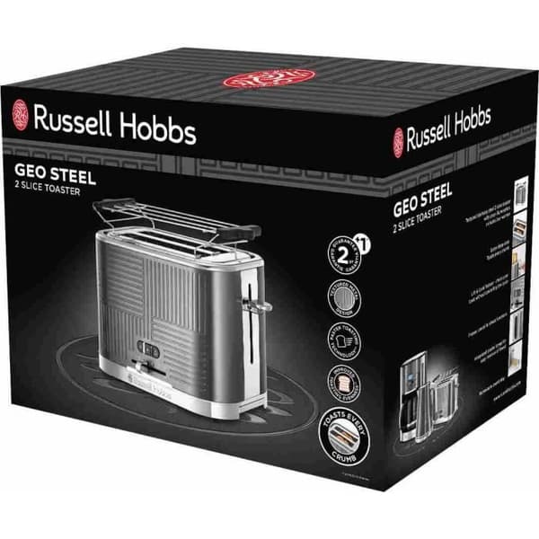 Leivänpaahdin - RUSSELL HOBBS - Geoteräs - Teksturoitu metalli - 1640 W - Lift'n Look-, uudelleenlämmitys- ja sulatustoiminnot