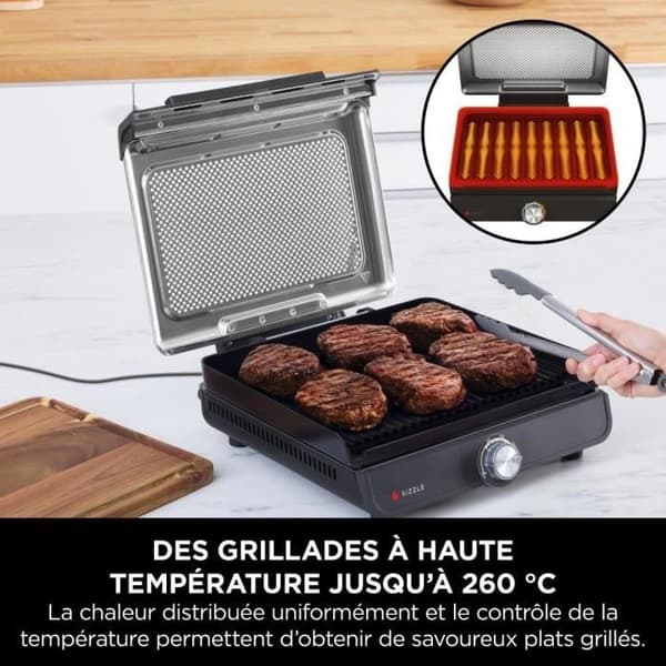 NINJA Grill og Stegeplade - Sizzle GR101EU - Overflade 34x8x13,5cm - Op til 260°C