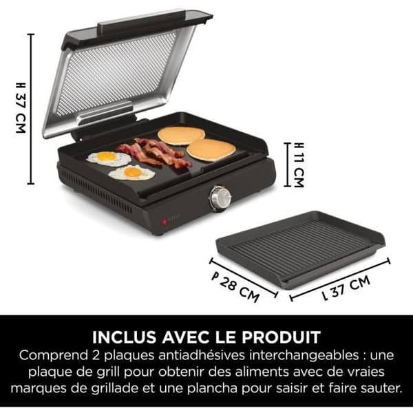 NINJA Grill og Stegeplade - Sizzle GR101EU - Overflade 34x8x13,5cm - Op til 260°C