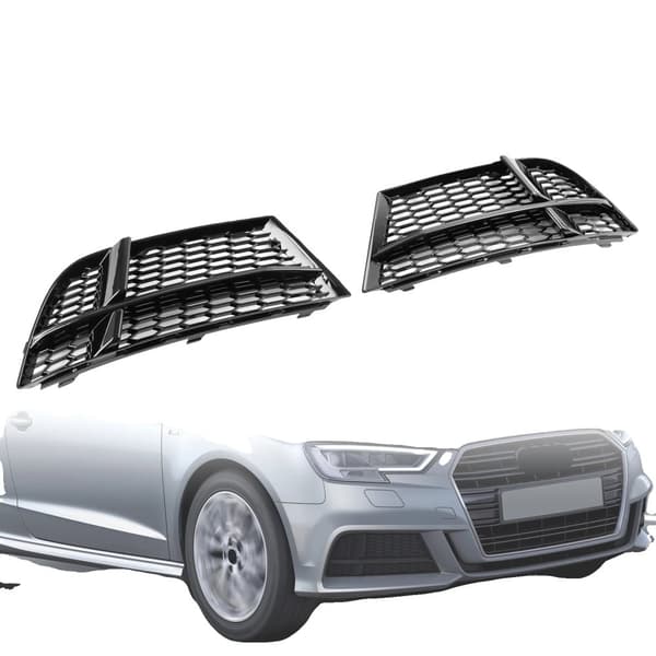 Framfogljusgaller för AUDI A3 S-LINE, hållbar plastkonstruktion, direkt ersättning, tvådelat set