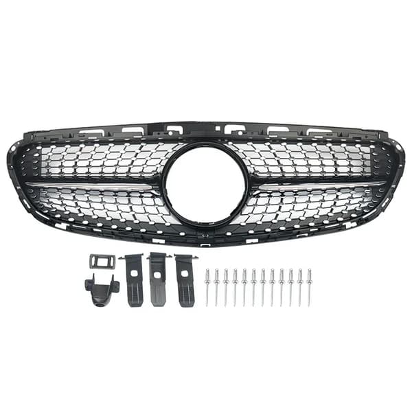 Framgrill, Diamantstil, Glansig svart, ABS-material,som visas