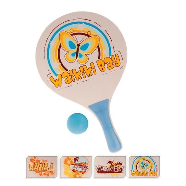 Set med två strandracketar med boll.