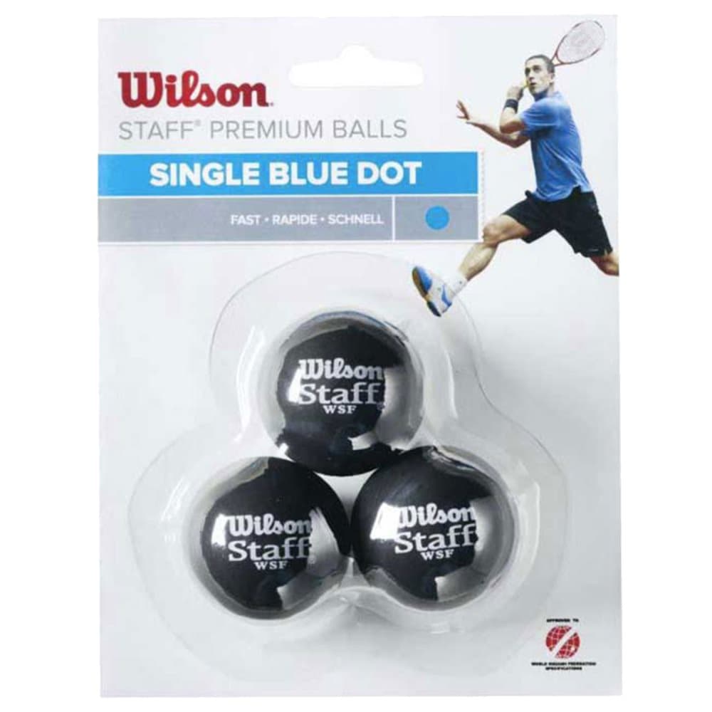 Wilson Staff Squash Blue Dot 3 Pack Ball WRT618000, Squashboll, Unisex, svart, Storlek: One size
