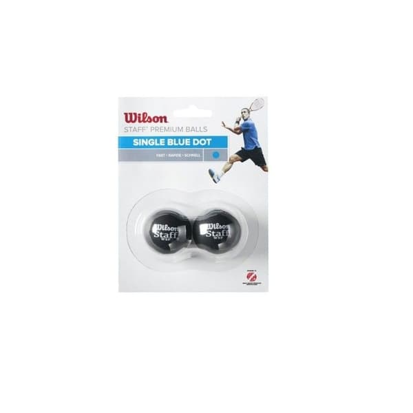 Set med 2 Wilson Staff blå prickiga squashbollar