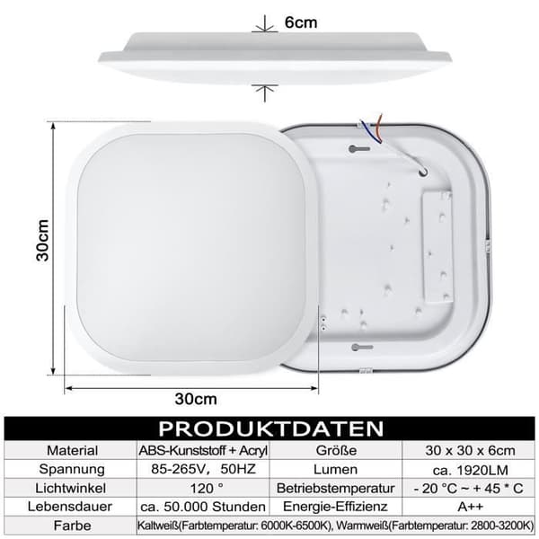 Plafonnier LED XMTECH - Kall vit - Radar sensor med rörelsedetektor - För korridor, trappa